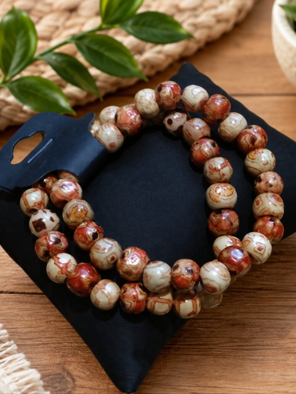 Boho Bohemian style hippie wooden pattern bracelets